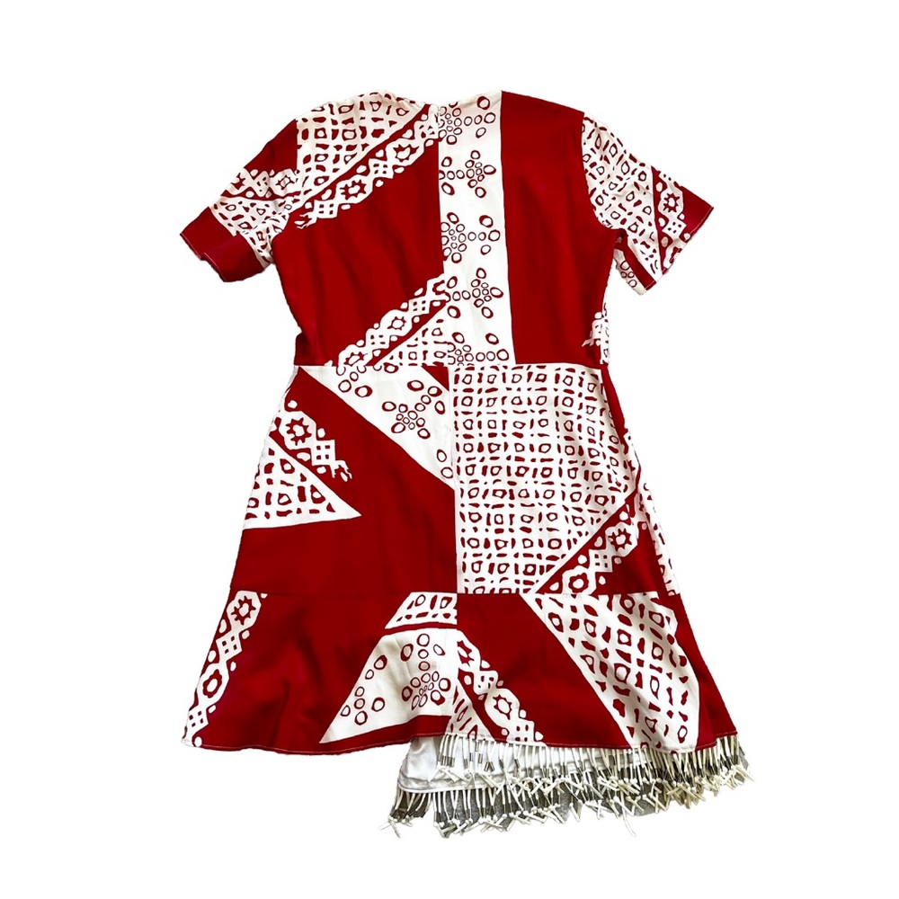 ALTUZARRA Tournelle Silk Short-Sleeve Bandana-Print Silk Dress Size 44 or 12 - Picture 4 of 13